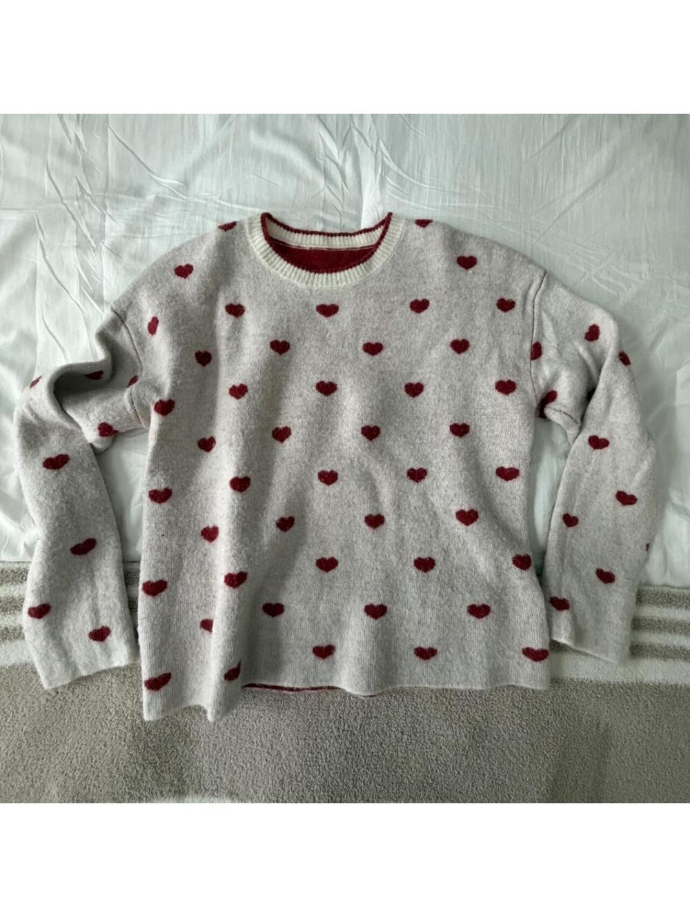 Splendid Red heart patterned sweater